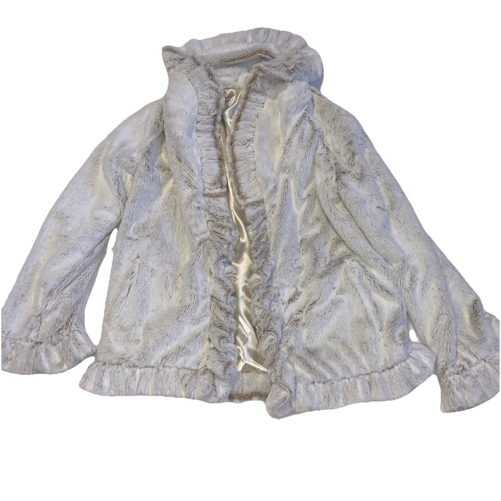 Beautiful Damselle New York Beige faux fur jacket Size Small